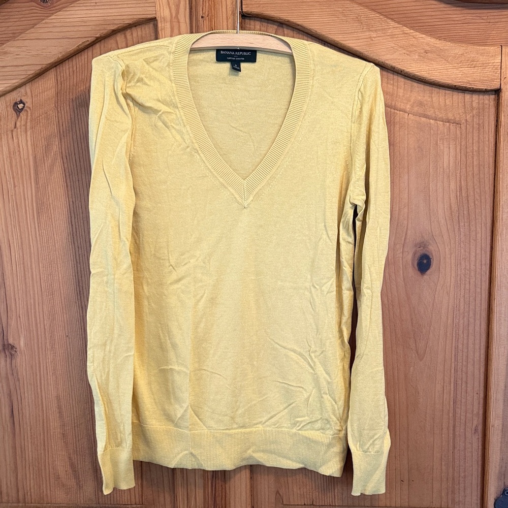 Banana Republic Yellow V-Neck Sweater